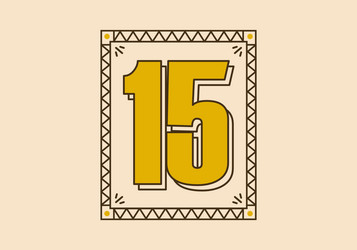vintage rectangle frame with number 15 vector image