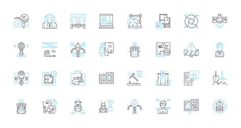 designer work linear icons set typography color vector image