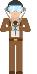 man wearing vr goggles with control vector image
