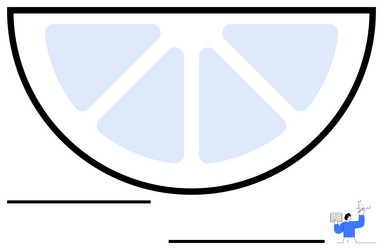 minimalist lemon slice with a scientist exploring vector image