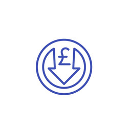 reduce costs icon with pound line vector image