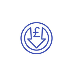 reduce costs icon with pound line vector