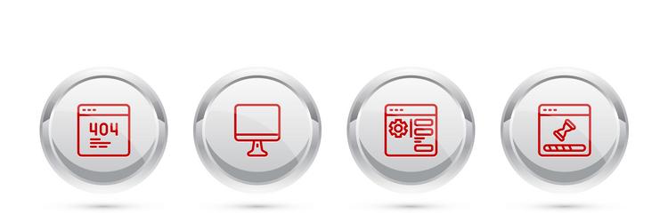 set line page with a 404 error computer monitor vector image