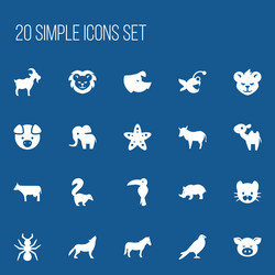 set of 20 editable zoo icons includes symbols vector image