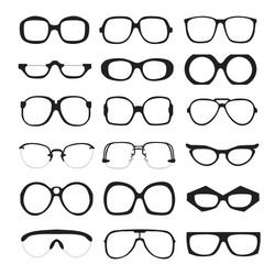 set of glasses retro wayfarer geek vector image