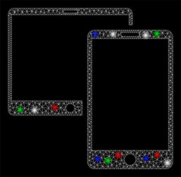 bright mesh wire frame mobile devices with light vector image