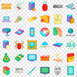 code reader icons set cartoon style vector image
