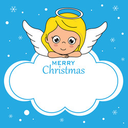 Cute Angel on Cloud - Christmas Card Vector Image