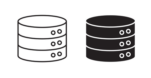 database filled and outlined icons on white vector image