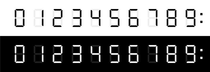 digital clock numbers isolated elements vector