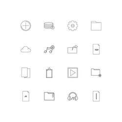 Files and folders sign linear thin icons set vector