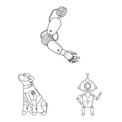 isolated object of robot and factory sign vector image