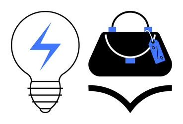 lightbulb and handbag with price tag signifying vector image