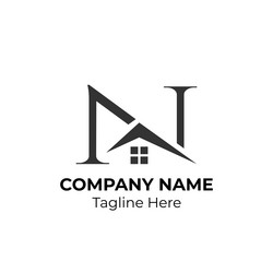 logogram n with house element vector image