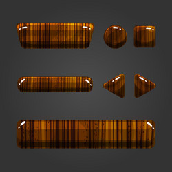 set of wooden button for game design-2 vector image