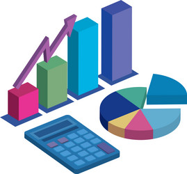 statistics graphics with calculator isolated icon vector