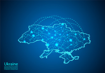 ukraine map with nodes linked by lines concept vector image