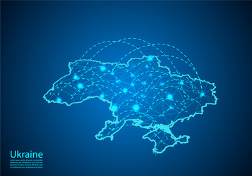 ukraine map with nodes linked by lines concept vector