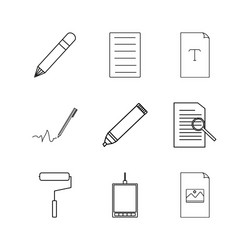 design elements linear icon set simple outline vector image
