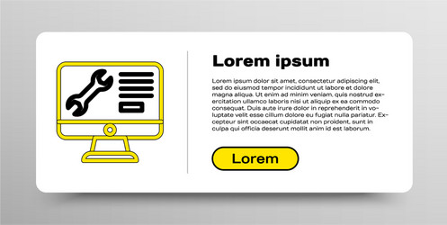 line computer monitor with wrench icon isolated vector image