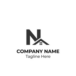 logogram n with house element vector image