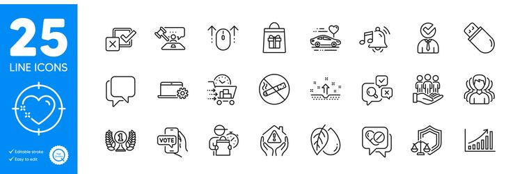 outline icons set delivery man graph chart vector image
