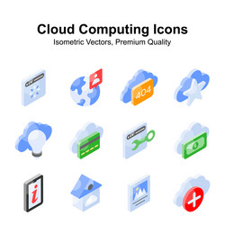 premium isometric set of cloud computing ready vector image