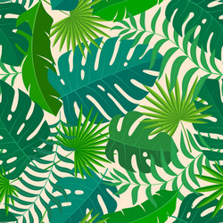 Tropical Leaf Pattern - Seamless Vector Image