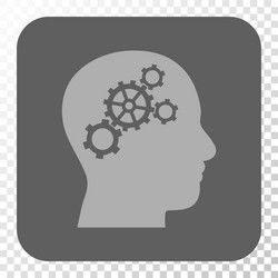 brain gears rounded square button vector image