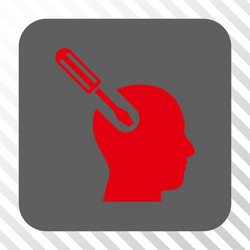 brain tool rounded square button vector image