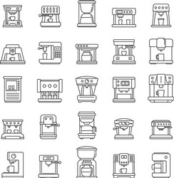 Coffee Machine Icon Set - Outline Vector Image