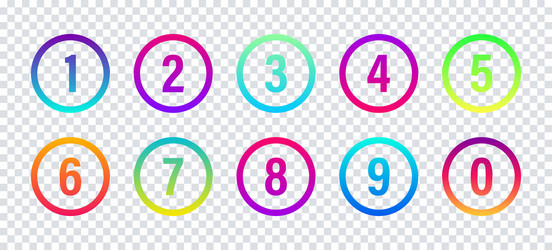 colorful numbers isolated round number gradient vector image
