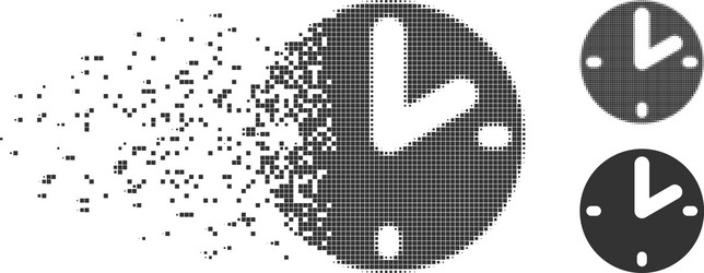 Dust pixel halftone clock icon vector