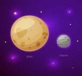 Pluto and its moon charon space objects vector