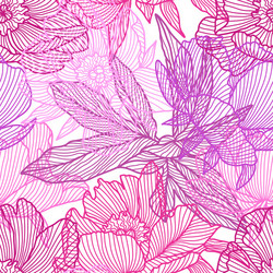 seamless pattern with linear peonies beautiful vector image