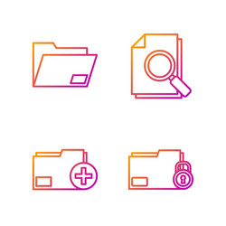 set line folder and lock add new document vector image