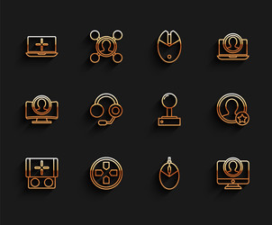 set line portable video game console gamepad vector image
