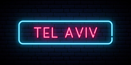 Tel aviv neon sign bright light signboard vector