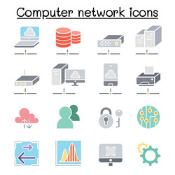 computer network and cloud computing icon set vector image