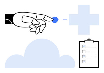 robotic hand interacting with digital elements vector image