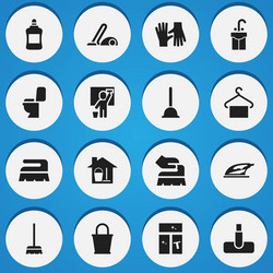 set of 16 editable cleanup icons includes symbols vector image