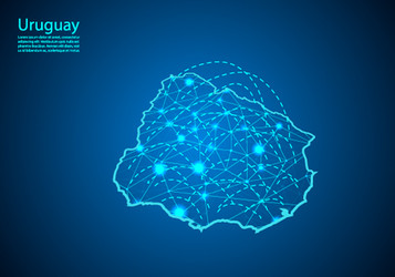 uruguay map with nodes linked by lines concept vector image