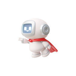 chat bot robot flies in red cape ai assistance vector image