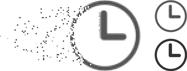 dust pixel halftone clock icon vector