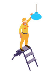 installing lamp shade composition vector image