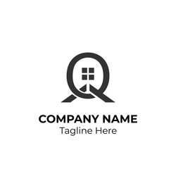 logogram q with house element vector image
