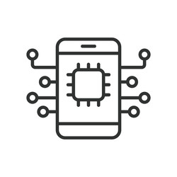 phone processor chip icon in line design vector image