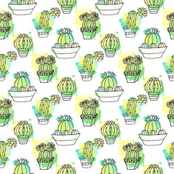 seamless pattern with cactus colorful vector image