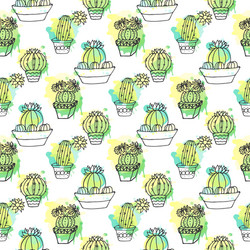 Seamless pattern with cactus colorful vector