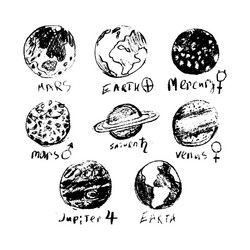 set space objects planets stars comet vector image